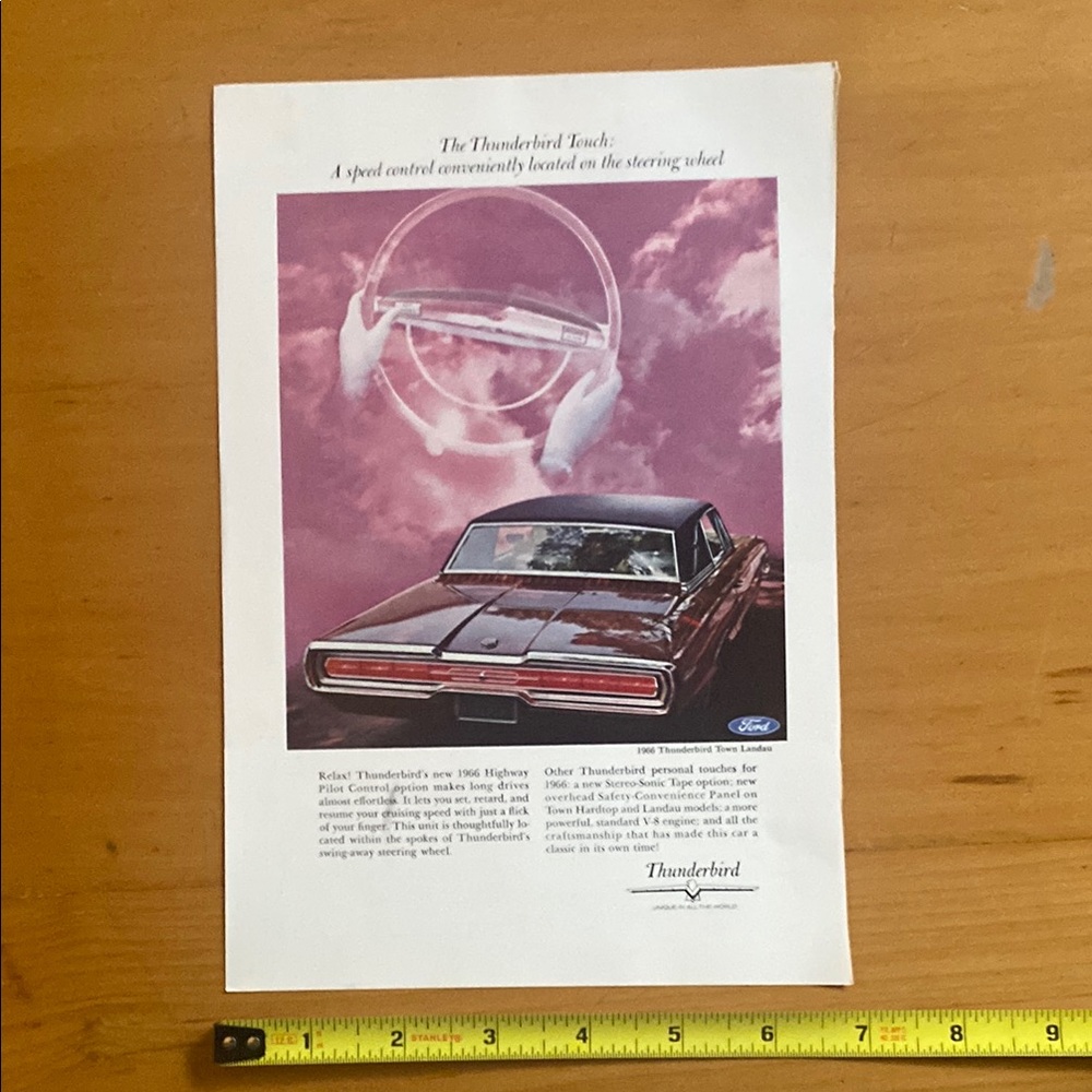 Vintage Ford Thunderbird Art Print - Red and White